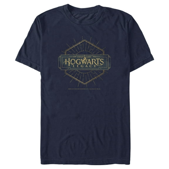 Men's Hogwarts Legacy Small Art Deco Logo  Graphic Tee Navy Blue X Large
