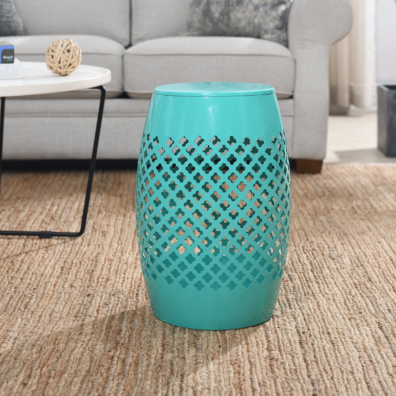 AC Pacific Powder Coated Iron Outdoor Green Side Table