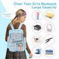 thumbnail image 5 of SANMADROLA Clear Backpack Heavy Duty Transparent Bookbag Teen Girlish Cute Bag Large Capacity See Through Backpacks Stadium Approved Daypack for Middle School College Sport/Travel, Blue Butterfly, 5 of 9