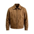 thumbnail image 3 of Men's Relaxed Fit Zip Up Jacket Lapel Collar Smooth Textured Coat with Pockets Fully Lined Casual Spring Fall Outfits Outerwear, 3 of 7