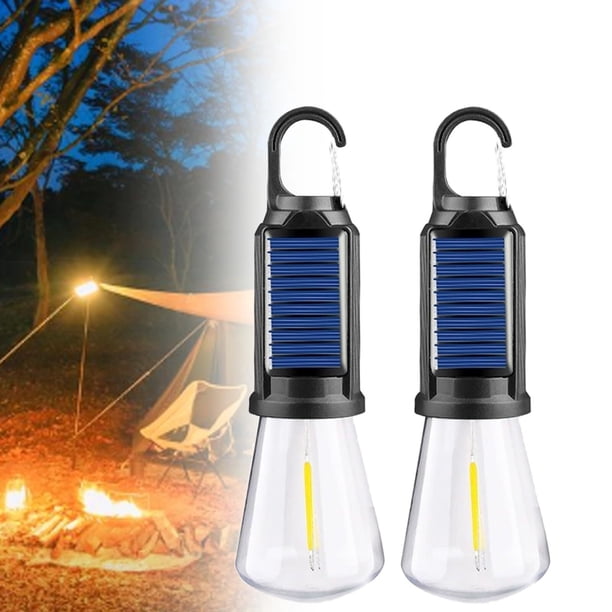 Luz que acampa LED enganchada recargable solar de 2 piezas, luces solares de la tienda USB recargable