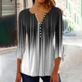 thumbnail image 1 of Fiudx Ropa de Mujer Camiseta Estampada a La Moda para Mujer, Blusa con Mangas 3/4, Camisetas Informales con Cuello En V, 1 of 5