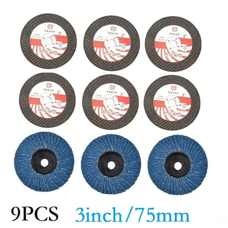 

QXKE 9Pcs 75X10mm Grinding Wheel Metal Cutting Disc Flat Flap Discs for Angle Grinder