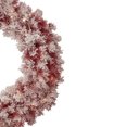 thumbnail image 3 of Pre-Lit Flocked Red Artificial Christmas Wreath 36 Inch Clear Lights, 3 of 4