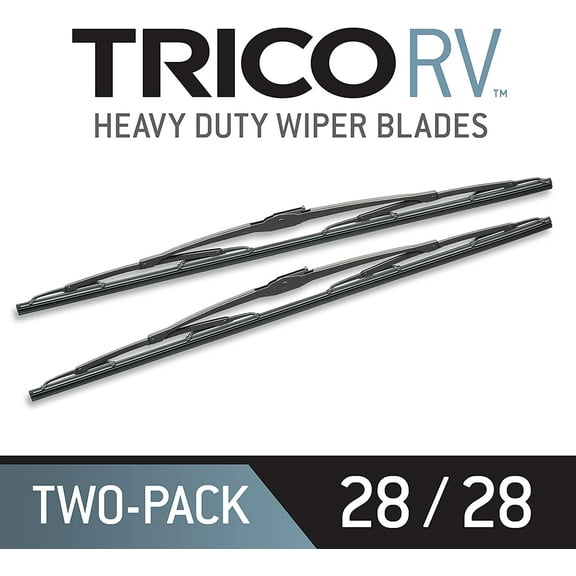 Trico RV 28 Inch Pack of 2 Heavy Duty & Automotive Replacement RV Windshield Wipers w/12x4 Hook Attachment (67-2828-4), Black 2 Pack