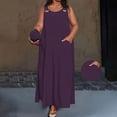 thumbnail image 6 of Karymi Plus Size Solid Color Sleeveless Maxi Dress, Casual Scoop Neck Overall Style Long Dress with Pockets, Loose Flowy Summer Dress Summer Dresses for Women, 6 of 7