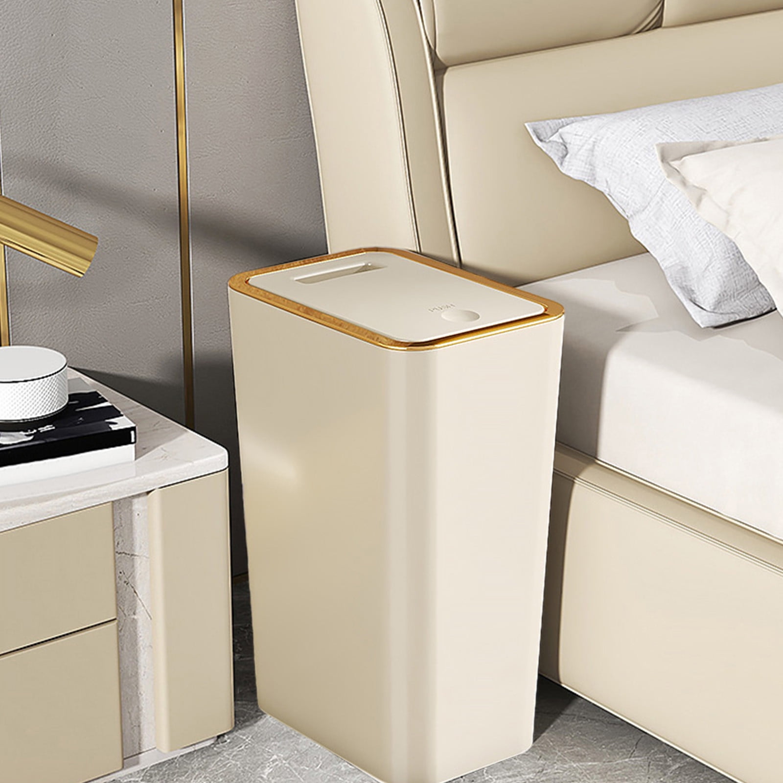 Sheghy 2024 Home Essentials Household Push-type Trash Can for Living Room Kitchen and Bathroom with Lid and Deodorant Trash Can,Up to 30% off