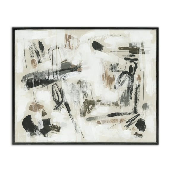 Stupell Industries Subtle Abstract Brush Strokes Abstract Painting Black Framed Art Print Wall Art, 14 x 11
