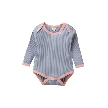 

elfinBE Newborn Unisex Baby Long Sleeve Knit Fabric Solid Color Ont-piece Romper 0-12M