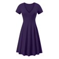 thumbnail image 3 of Vestido de verano de color sólido con cuello en V y manga corta cómodo para mujer Pompotops ghjkhdj17803, 3 of 4