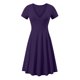 thumbnail image 3 of Vestido de verano de color sólido con cuello en V y manga corta cómodo para mujer Pompotops ghjkhdj17802, 3 of 4