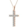 Diamond Cross Necklace For Women 14K Rose Gold 0.25 CTW 27 MM Easter Gifts (L,I2)