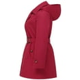 thumbnail image 4 of Chrisuno Womens Plus Size Trench Coats Lightweight Coat Women Long Waterproof Hooded Mid Length Hood Belt Double Breasted Red 3X, 4 of 4