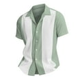 thumbnail image 5 of Lumtrix Men's Camp Collar Retro Vintage Bowling Button Down Shirt Casual Short Sleeve Color Block Shirts Summer Green XL, 5 of 6