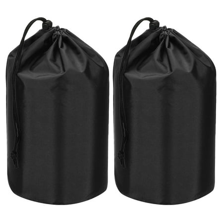 Uxcell Stuff Sack, 12 x 24 Inch Waterproof Outdoor Storage Sack Portable Drawstring Dust Flap Bag Lightweight Sleeping Bag Black 2 Pcs