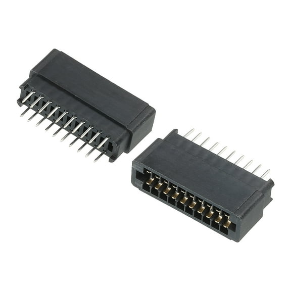 Card Edge Connector Black Socket Straight Connection 20 Pin 2.54mm Pitch for PCB Circuit Board, Game Console, Pack of 2