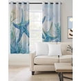 thumbnail image 2 of Teal Blue Summer Coastal Kitchen Curtains Ocean Watercolor Coral Starfish Cafe Short Curtains for Bathroom Blackout Window Curtain Small Window Treatment Drapes for Bedroom Living Room 52"x45"x2, 2 of 9