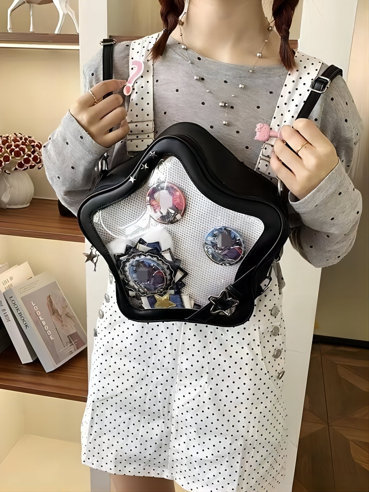 8039 Star Shape Ita Bag Pins Display Crossbody Bag PU Leather Backpack Y2k f4d40c3d-9083-4155-9511-  main image 3