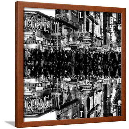 Double Sided Series - Times Square Urban Scene by Night - Manhattan - New York Framed Print Wall Art By Philippe