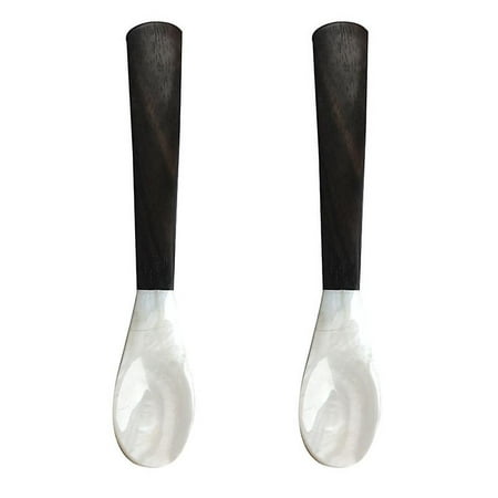 

2pcs Creative Wood Handle Shell Spoon Practical Coffee Spoons Home Caviar Spoons