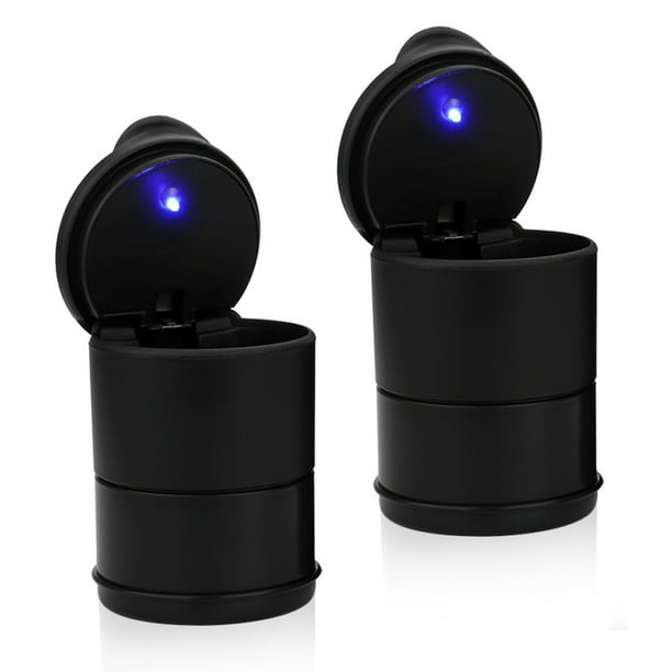 Car Ashtray Portable Automotive Smell Proof With Lid And Led Blue Light