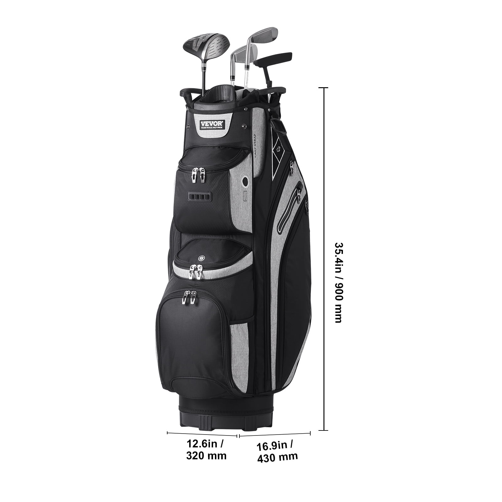 VEVOR Golf Cart Bag with 14 Way Organizer Divider Top, 36” 13 Pockets Premium Cart Bag, Durable Golf Bags with Handles & Dust Cover & Detachable Straps for Men & Women, Black Color-Block