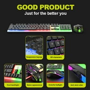 Tsuinz Wired Gaming Keyboard and Mouse Combo with Led Light for PC Laptop Xbox 1 PS4, Black