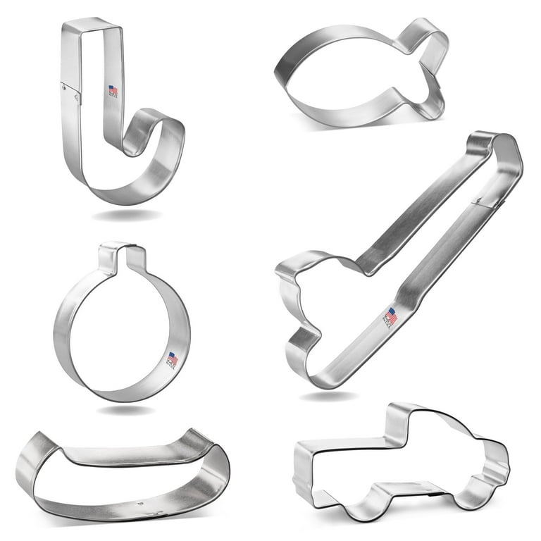 Fishing Cookie Cutter Set 6 Pc - Foose Cookie Cutters - USA Tin Plated  Steel 