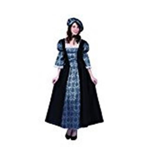 Womens Colonial Lady Charlotte Costume, Black & Silver - Medium