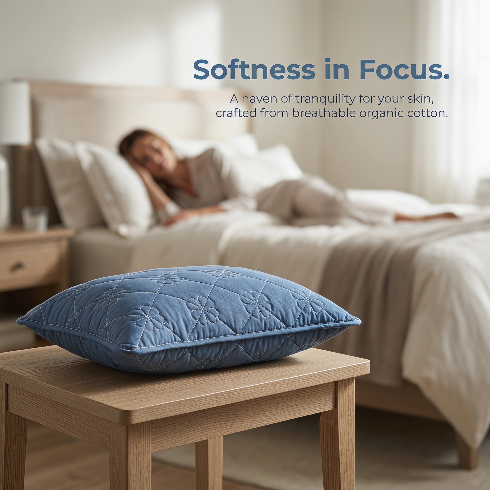 Unique Bargains 1 Pack Polyester Comfortable Quilted Pillow Protector for Home Blue