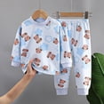 thumbnail image 2 of HCNTES Little Boy Long Sleeve Shirt & Straight Leg Pants Set All-Weather Loungewear Outfits Set Pajamas Sleepwear Pjs for Baby Kids Toddler Boy(A01-Sky Blue,6-12 Months), 2 of 5