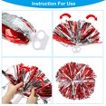 thumbnail image 5 of Uxcell Cheerleading Pom Poms, with Finger Holes and Yellow Large Cheerleader Hair Bow for Sport (Yellow, Silver) 2Pcs, 5 of 7