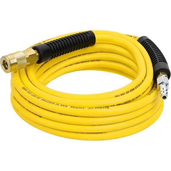 Air Compressor Hose 1/4 Inch x 25 Feet Hybrid Hose with Fittings, 1/4" Industrial Quick Coupler and Plug Kit