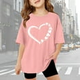 thumbnail image 2 of MIXUE Toddler Girls Tops & T-Shirts Summer Heart Print Round Neck Drop Shoulder Short Sleeve Loose T Shirts Sportwear,Pink,3-4 Years, 2 of 6