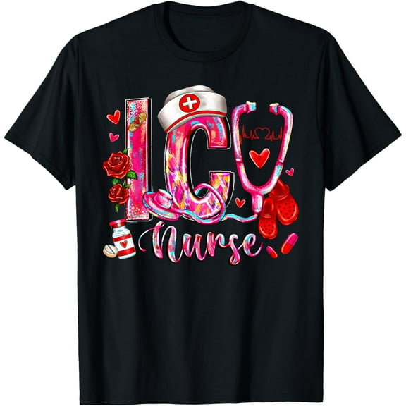 ICU Nurse Stethoscope Valentines Day Intensive Care Unit RN T-Shirt Shirts