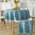 thumbnail image 5 of Nappe Ronde en Coton et Lin Anti-Taches avec Franges Lavable 140x140cm, 5 of 5