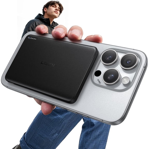 0.3‘’ Ultra Slim MagSafe Portable Charger,5000mAh Wireless Card Slim MagSafe Battery Pack iPhone 17 Air Accessories,Magnetic Power Bank for iPhone 17 Pro Max Plus Air/16/15/14/13/12，Obsidian