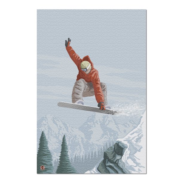Snowboarder Jumping (20x30 Premium 1000 Piece Jigsaw Puzzle, Made in USA!)