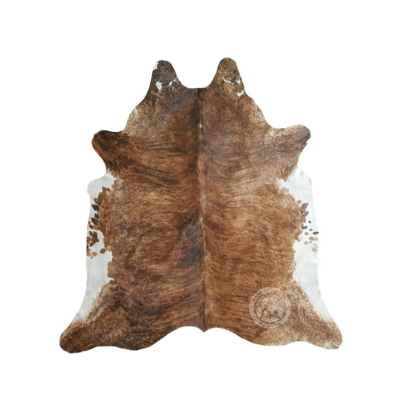 Real Brindle White Belly Cowhide Rug, Size 6x7-8' XXL