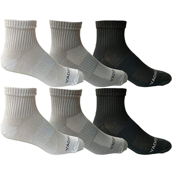 Yacht & Smith Mens Cotton Ankle Socks, Low Cut No Show Athletic Socks (6 Pack Solids)