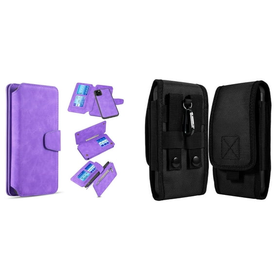 Clutch Wallet Detachable Case and Belt Holster Pouch for iPhone 14 Plus - Purple