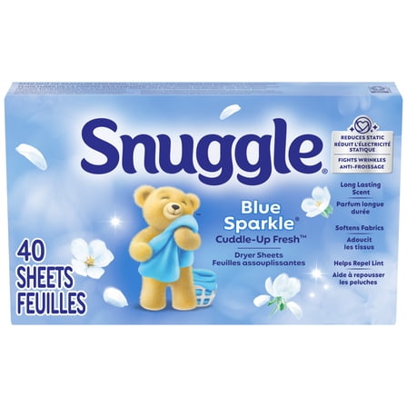 Snuggle Fabric Softener Dryer Sheets, Blue Sparkle, 40 Count