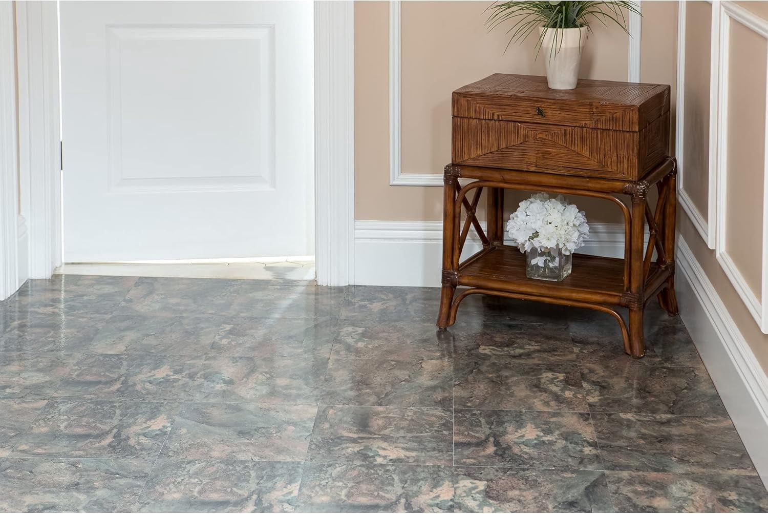 Ergode Nexus Dark Slate Marble 12x12 Self Adhesive Vinyl Floor Tile - 20 Tiles/20 sq. ft.