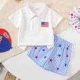 thumbnail image 3 of HCNTES Baby Boys Girls Outfit Flag Embroidery Short Sleeve T Shirt And Shorts Independence Day Suit Toddler Girls Boys Spring Summer Clothes Set(L04-White,6-12 Months), 3 of 6