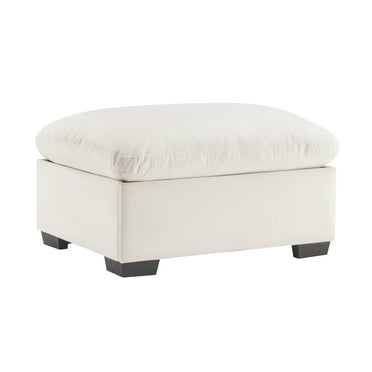 Cloudies Storage Ottoman White Velvet