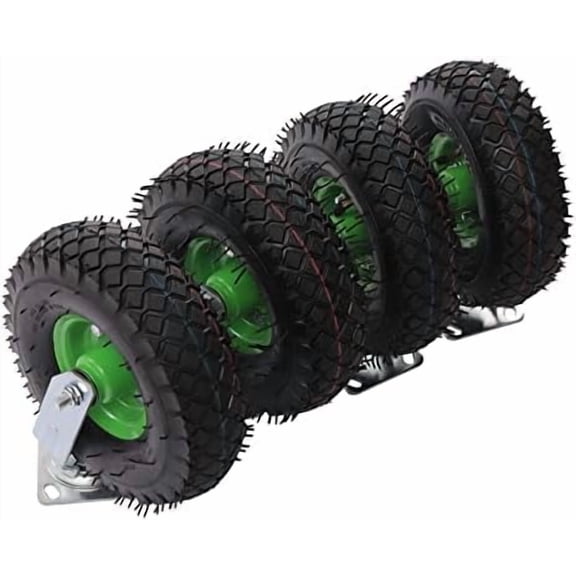Pneumatic Swivel Caster w/Bolt on, 10inch Heavy Duty Air Tire Wheel Black Rubber Wheel 4PCS Industrial Casters (2 Rigid/2 Swivel)$$Tools & Hardware Other