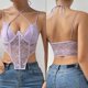 thumbnail image 2 of Sexy Halter Tops Women Going Out Tops Deep V Neck for Tank Tops Sleeveless Backless Cami Crop for Vacation Club Party Da Purple L, 2 of 4