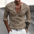 thumbnail image 2 of Tisuna Long Sleeve T-Shirts For Men Quick Dry Henley Neck Tops Men Striped Tshirts For Fitness Sports Size L, 2 of 8