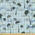 thumbnail image 2 of Ambesonne Palm Trees Fabric by the Yard Upholstery, Aloha Vibes Tropical, 3 Yards, Pale Blue Charcoal Grey, 2 of 5