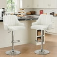 thumbnail image 2 of VECELO Set of 2 Swivel Bar Stools, Adjustable Counter Height Barstools Faux Leather Chair with Backrest and Armrest, White, 2 of 11